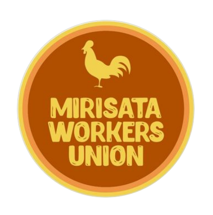 El logotipo del sindicato de trabajadores de Mirisata, que tiene una imagen de un gallo orientada a la izquierda.