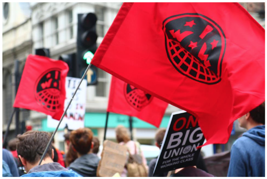 Cartaz de piquete con las palabras Un Gran Sindicato - One Big Union