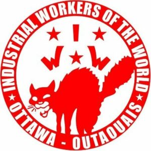 La etiqueta sindical de la rama Ottawa-Outaouais de los Trabajadores Industriales del Mundo